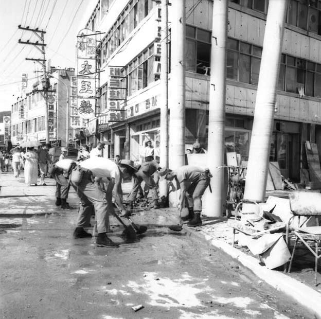 수해복구작업(예비군,군인)