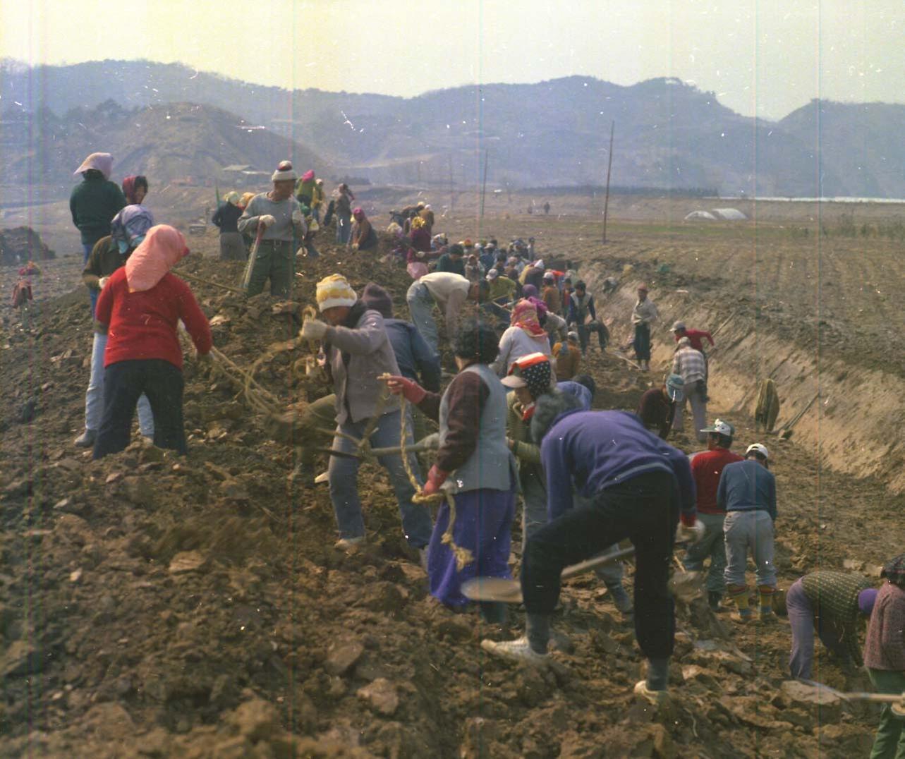 제방 공사 현장